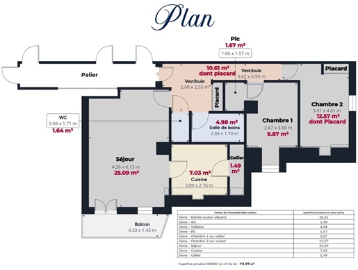 Châteauroux (36), appartement T3 de 79.63m² au sol, balcon, parking, résidence sécurisée