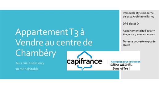 Dpt Savoie (73), te koop Chambery T3 appartement van 74 m² carrez