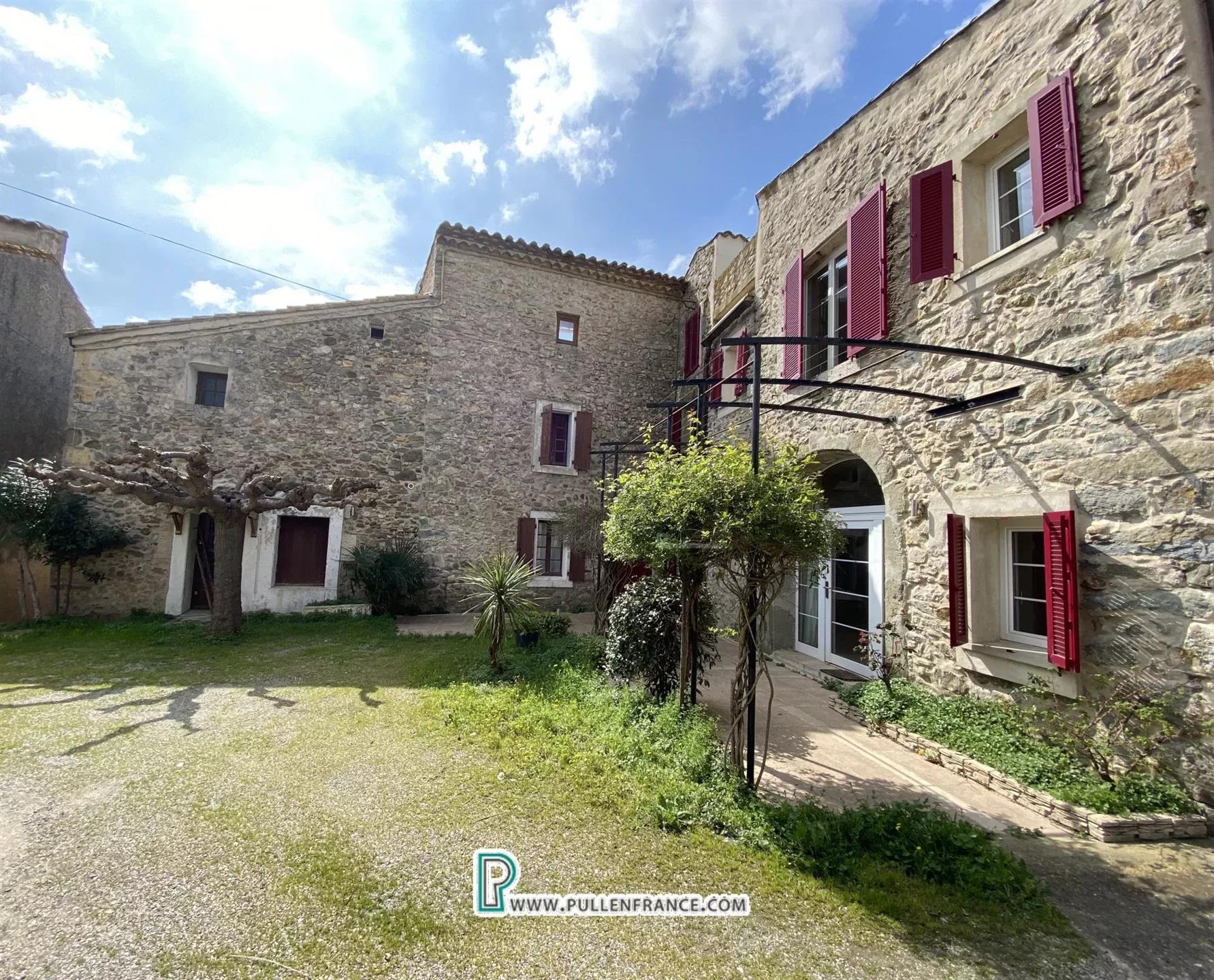 Atypical village house with gite and roof terraces in Minervois canalside village