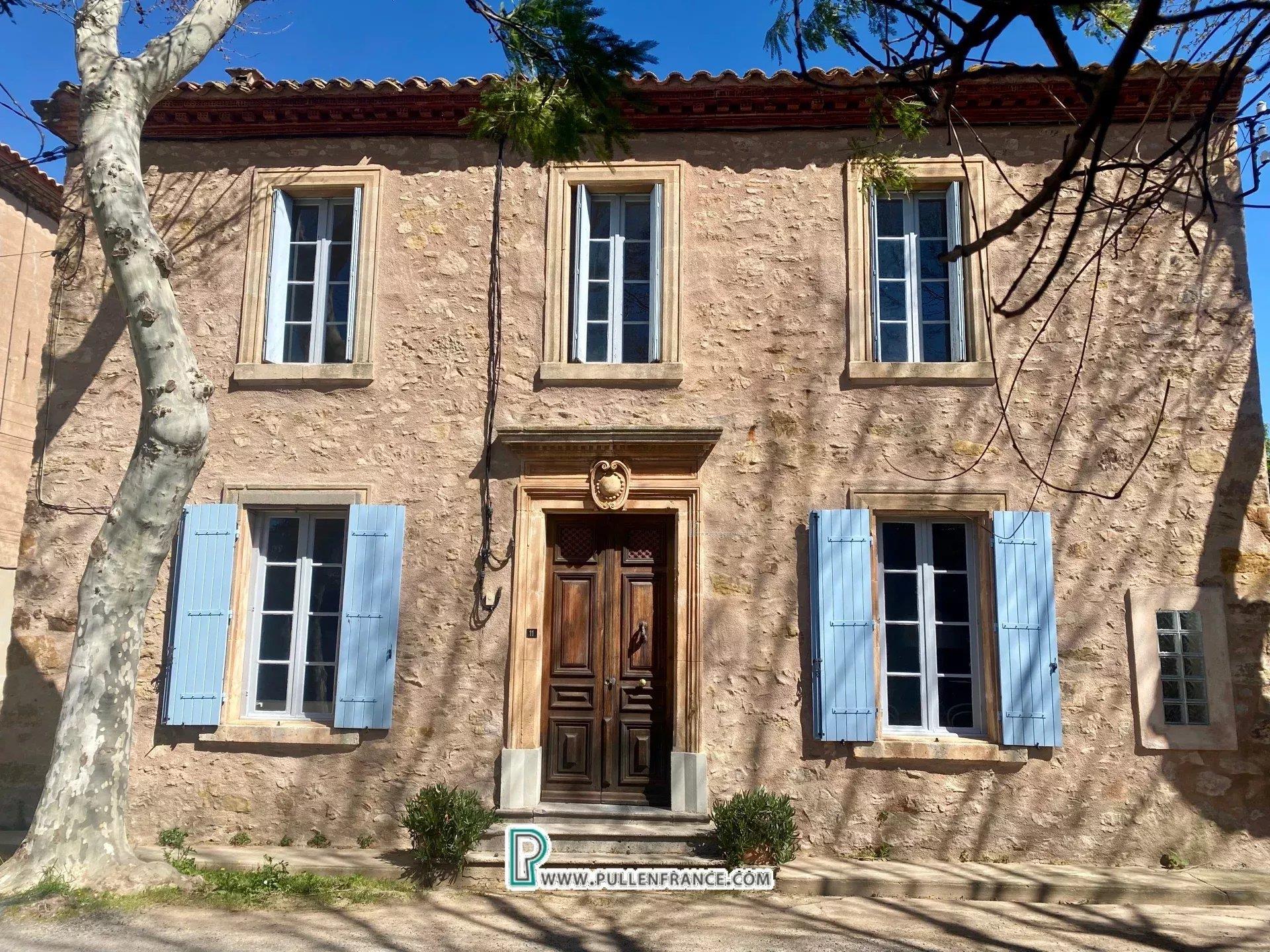 Grand village house with non-attached garden & pool in Corbieres village