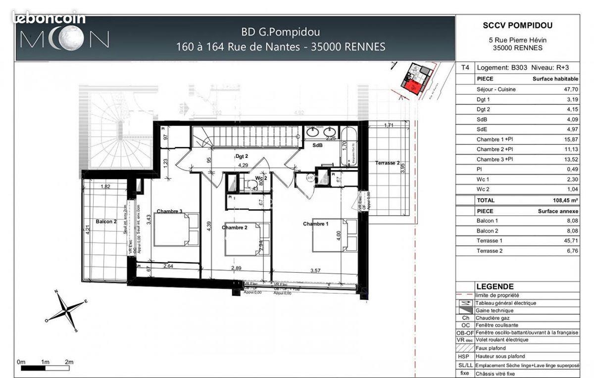 Appartement à vendre, 108m², Rennes
