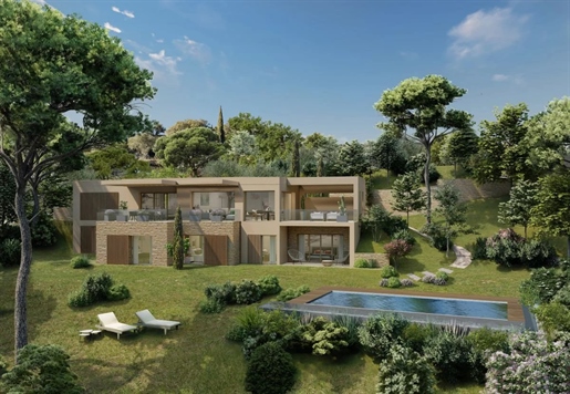 Nieuwbouwvilla, uiterst goed gelegen op de heuvels van Grimaud, met prachtig uitzicht op de baai van