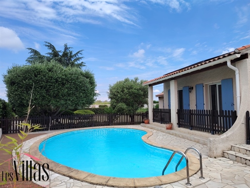 Proche Béziers - Maison plain pied, 5 chambres, grand jardin et piscine
