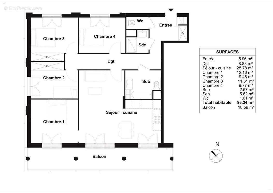 Appartement à vendre, 96m², Bordeaux