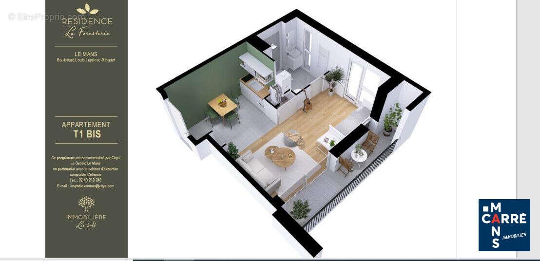 Appartement à vendre, 29m², Le Mans