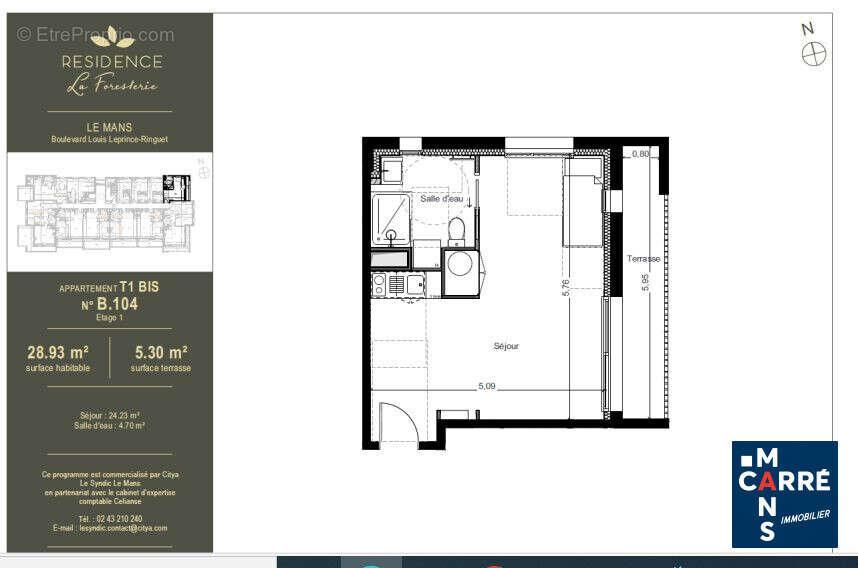 Appartement à vendre, 29m², Le Mans