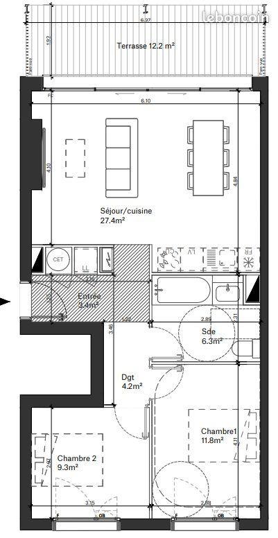 Appartement à vendre, 63m², Bordeaux