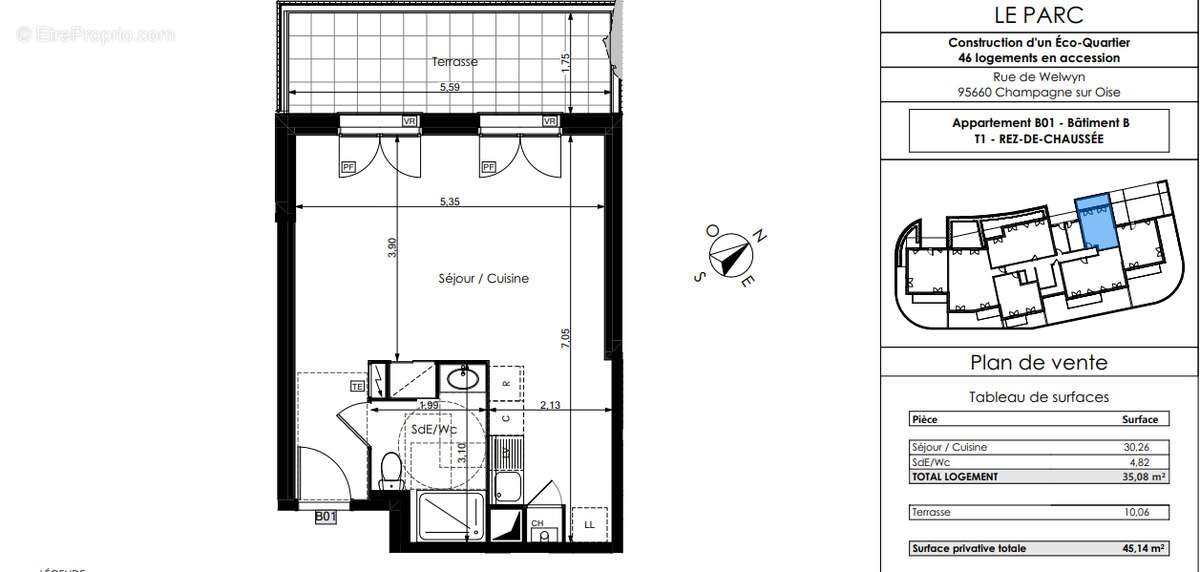 Appartement à vendre, 35m², Champagne-sur-Oise