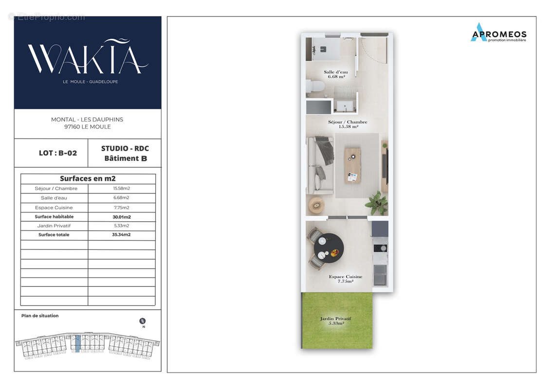 Appartement à vendre, 30m², Le Moule