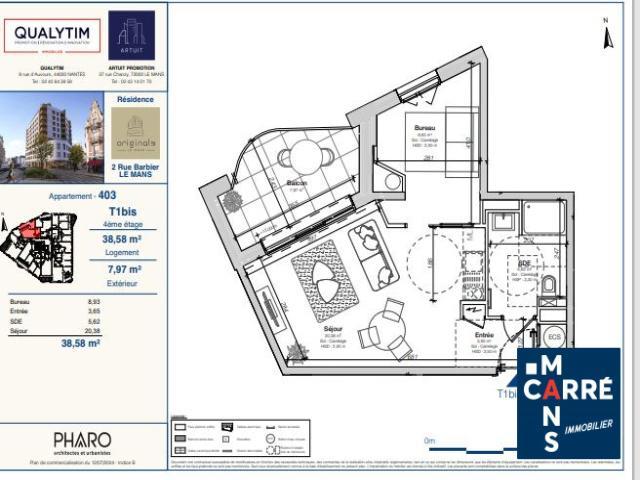 Appartement à vendre, 39m², Le Mans