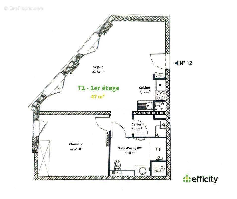 Appartement à vendre, 47m², Bordeaux