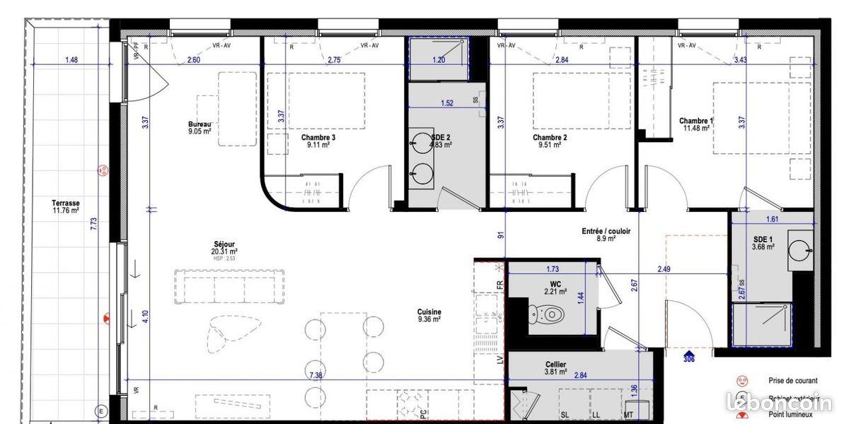 Appartement à vendre, 93m², Bordeaux