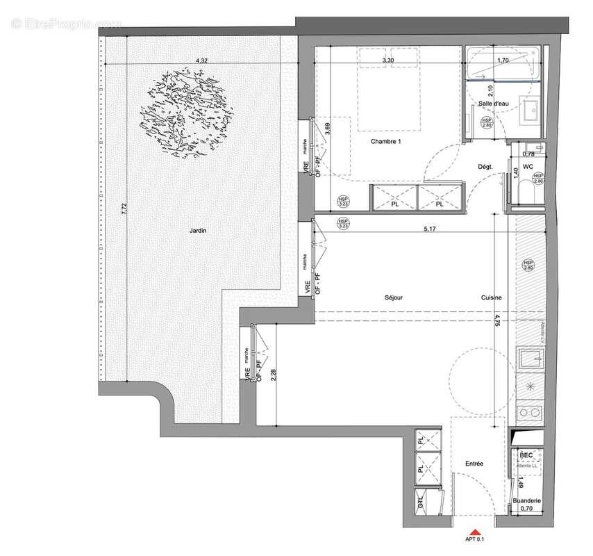 Appartement à vendre, 51m², Paris 20ème