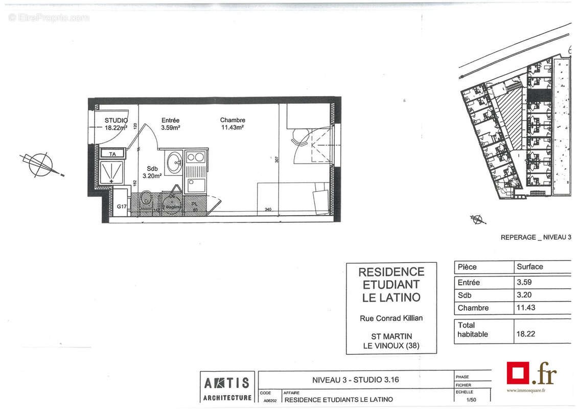 Appartement à vendre, 18m², Saint-Martin-le-Vinoux
