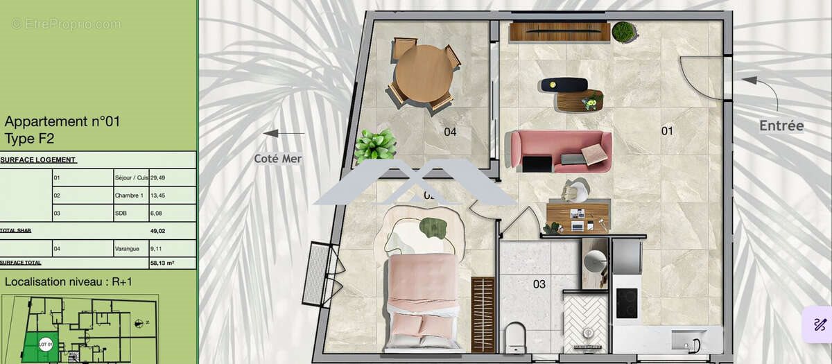 Appartement à vendre, 49m², L'Étang-Salé