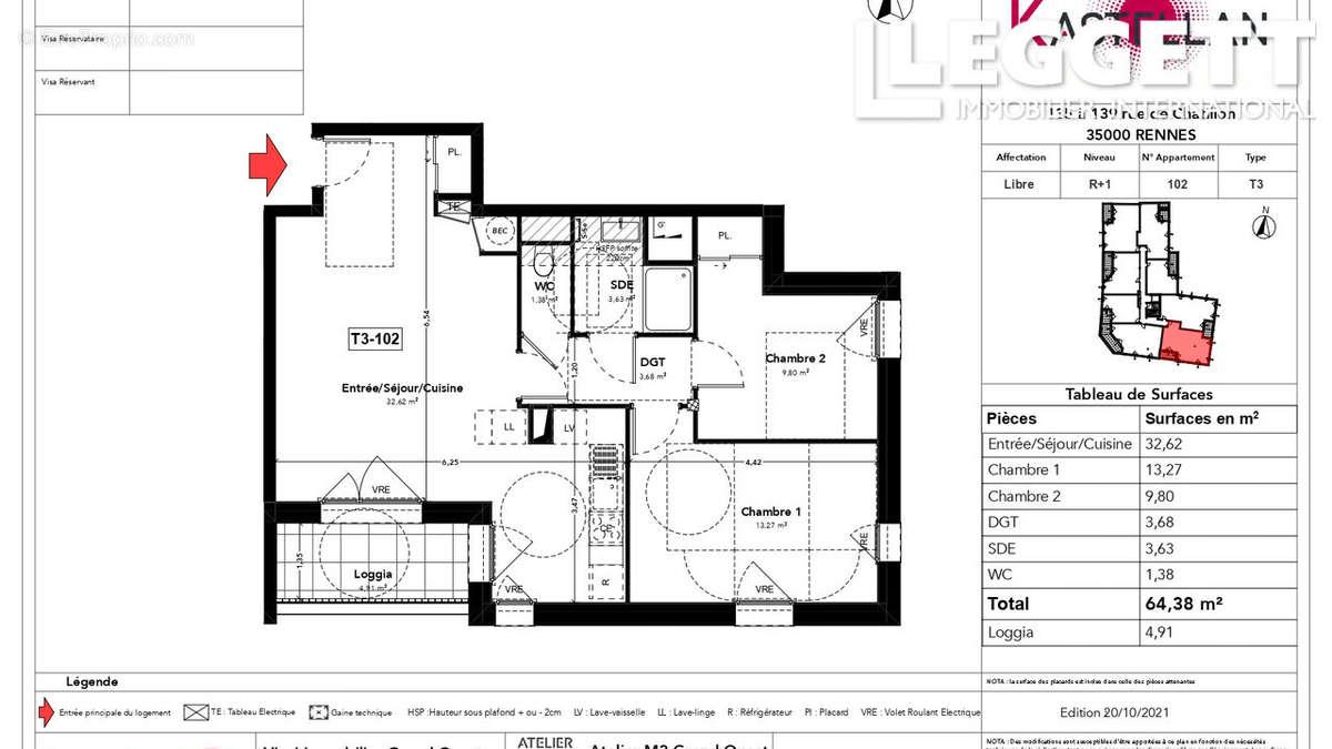 Appartement à vendre, 64m², Rennes