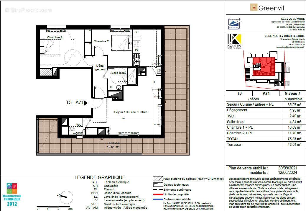Appartement à vendre, 76m², Rennes