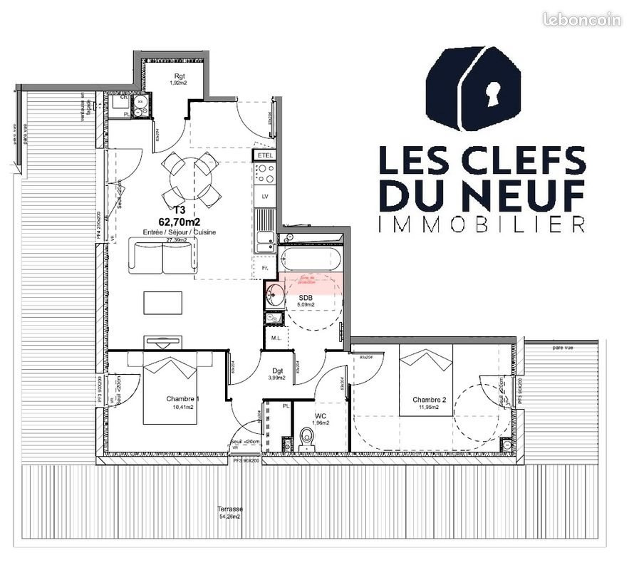 Appartement à vendre, 63m², Toulouse