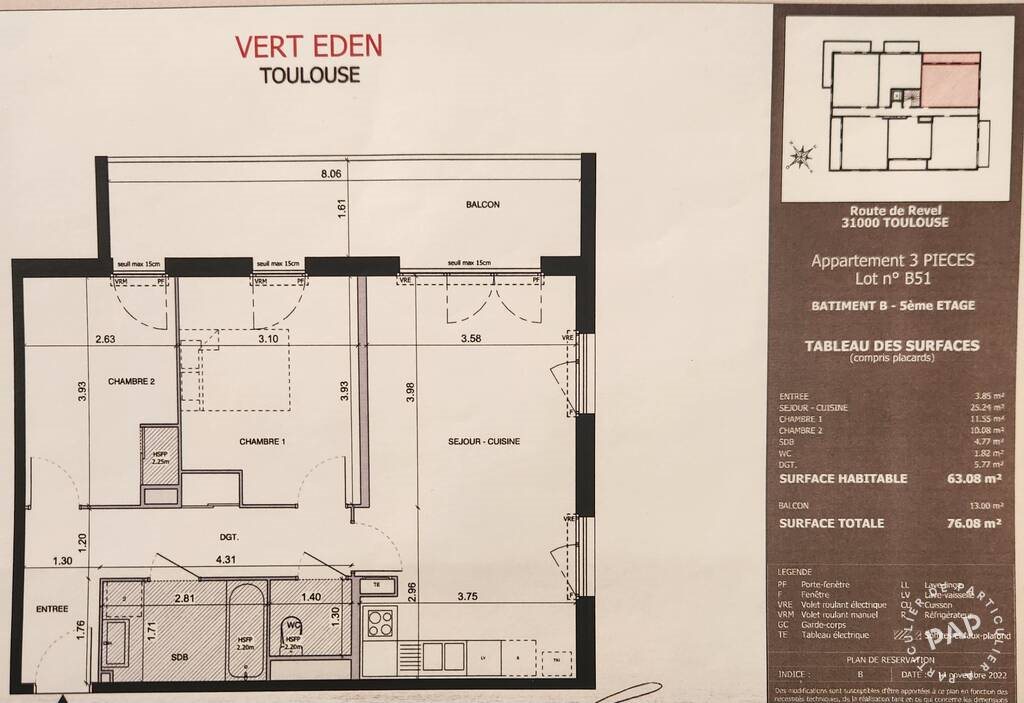 Appartement à louer, 63m², Toulouse