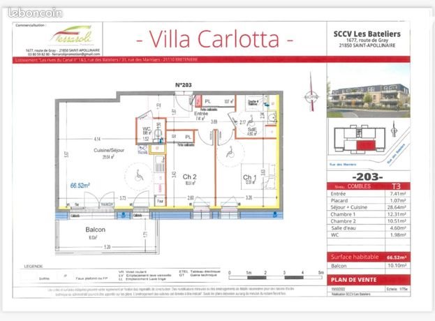 Appartement à vendre, 67m², Bretenière