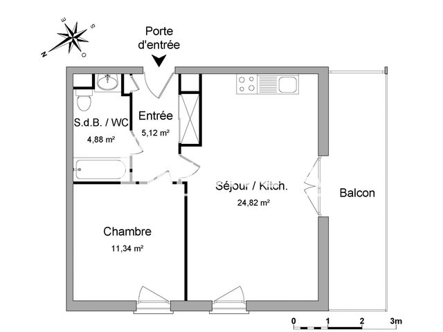 Appartement à louer, 46m², Saint-Etienne