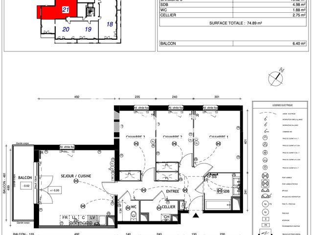 Appartement à louer, 74m², Lucé