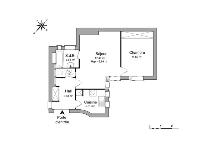 Appartement à louer, 45m², Paris 17ème