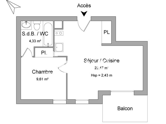 Appartement à louer, 36m², Saint-Alban
