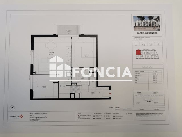 Appartement à louer, 62m², Angers