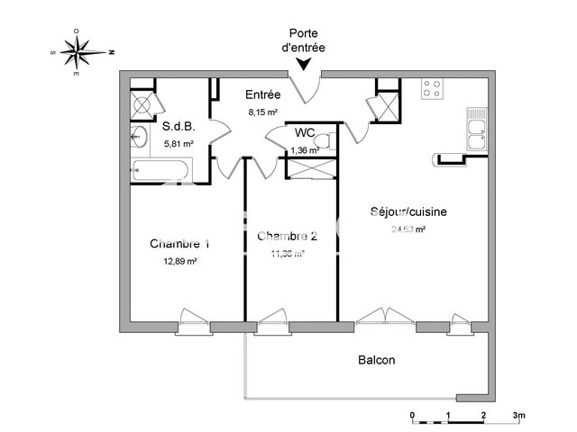 Appartement à louer, 64m², Tours