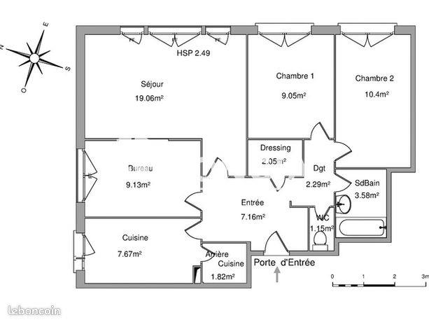 Appartement à louer, 73m², Tours