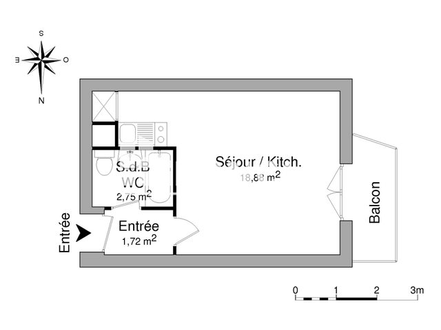 Appartement à louer, 23m², Rennes