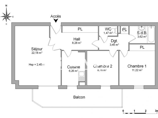 Appartement à louer, 65m², Marseille 8ème