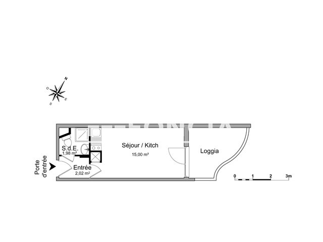 Appartement à louer, 17m², Marseille 5ème