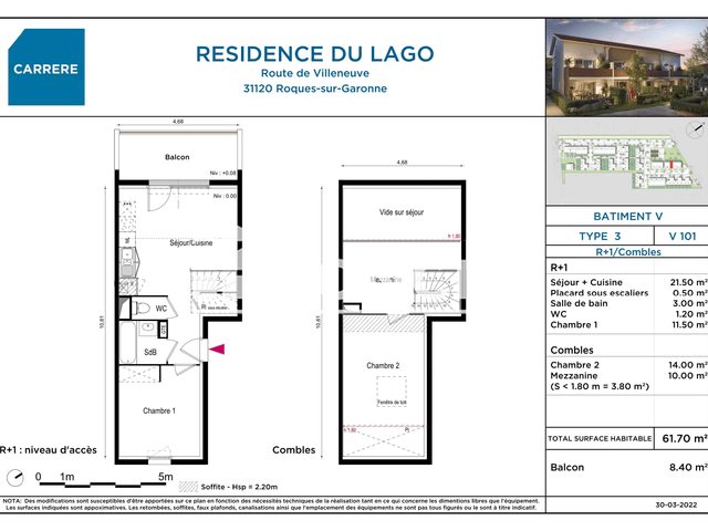 Appartement à louer, 61m², Roques