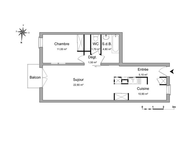 Appartement à louer, 57m², Grenoble