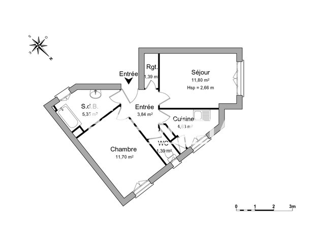 Appartement à louer, 40m², Paris 17ème