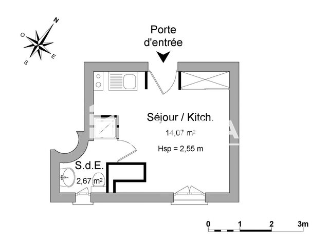 Appartement à louer, 16m², Paris 19ème