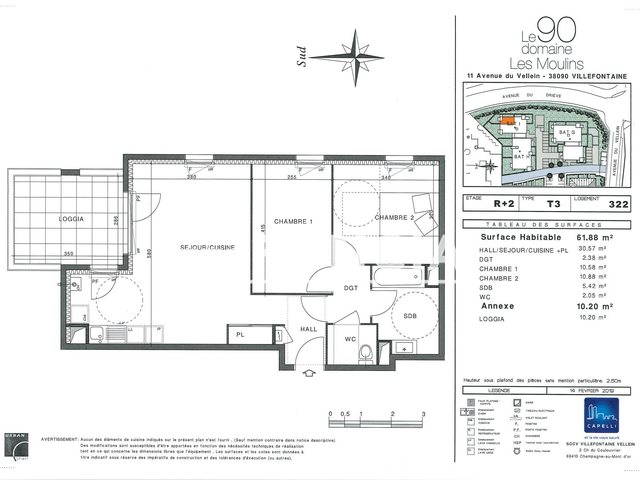 Appartement à louer, 61m², Villefontaine