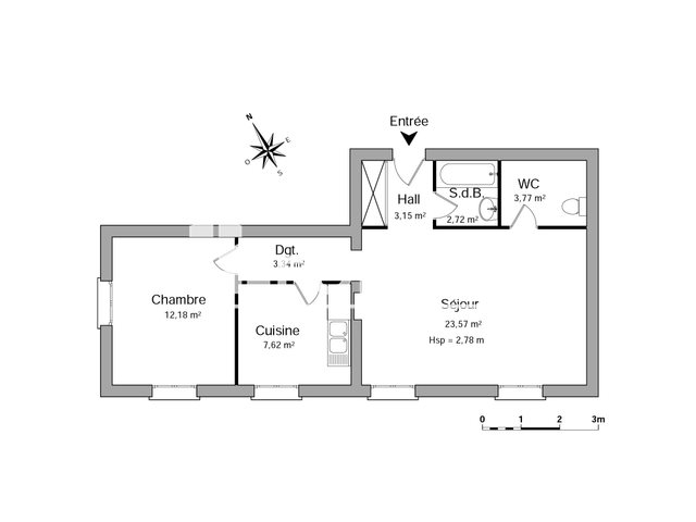 Appartement à louer, 56m², Bordeaux