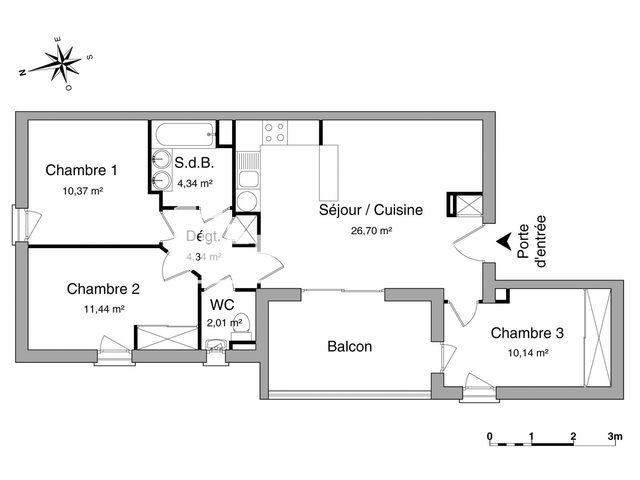 Appartement à louer, 69m², Béziers