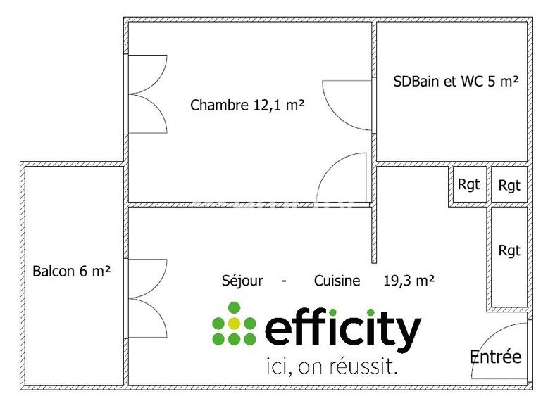 Appartement à vendre, 37m², Canteleu