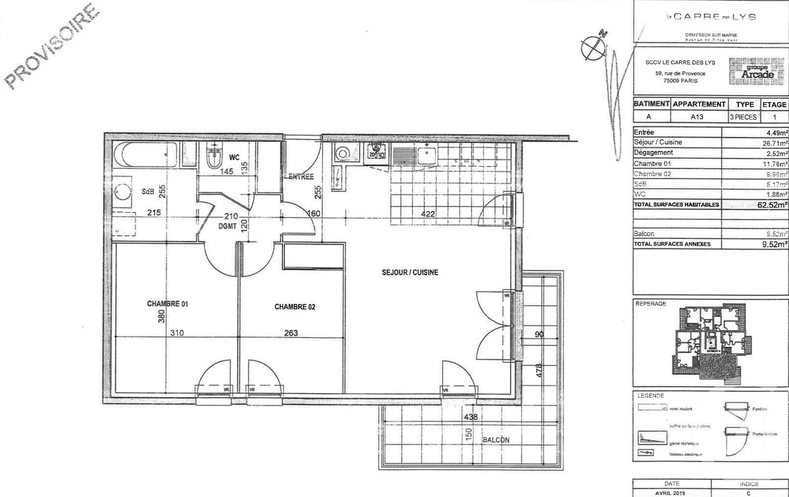 Appartement à louer, 62m², Ormesson-sur-Marne