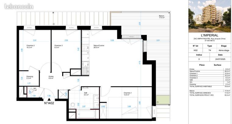 Appartement à vendre, 76m², Metz