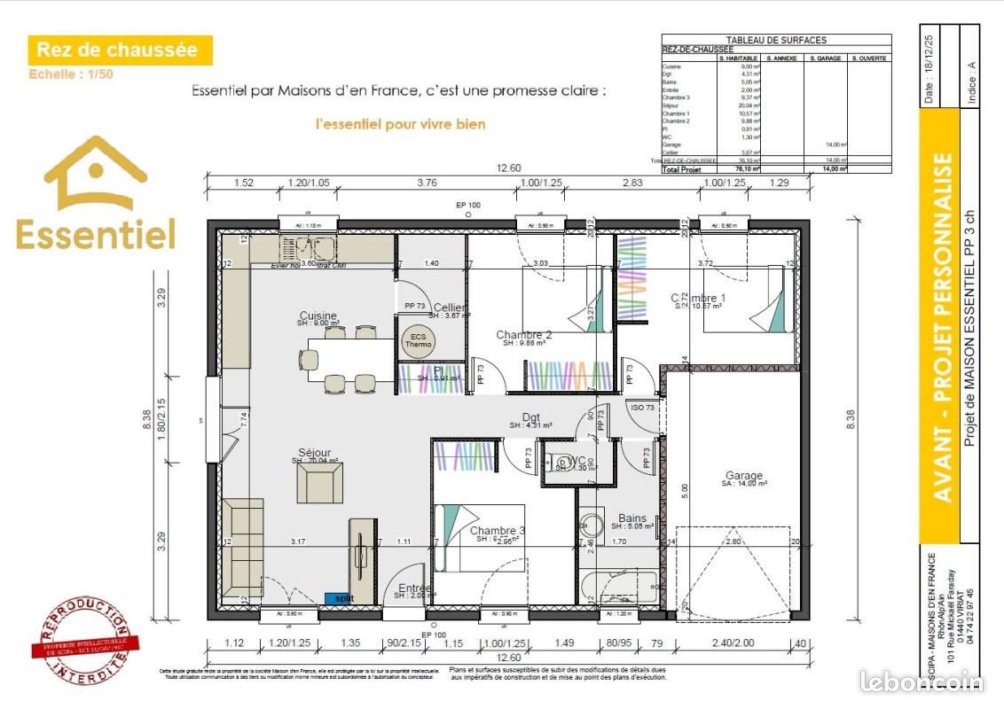 Maison à vendre, 76m², Viriat