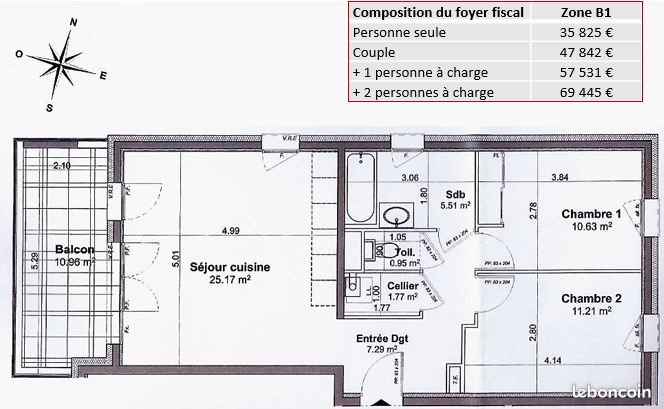 Appartement à louer, 62m², Ayse