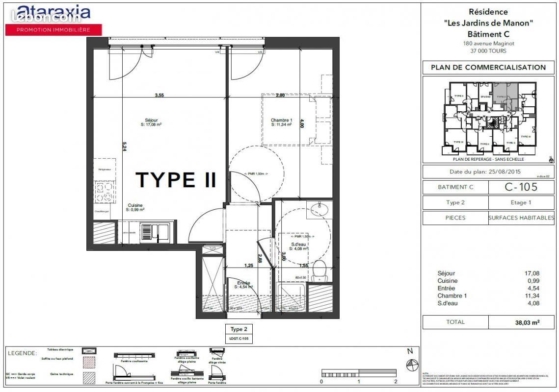 Appartement à louer, 38m², Tours