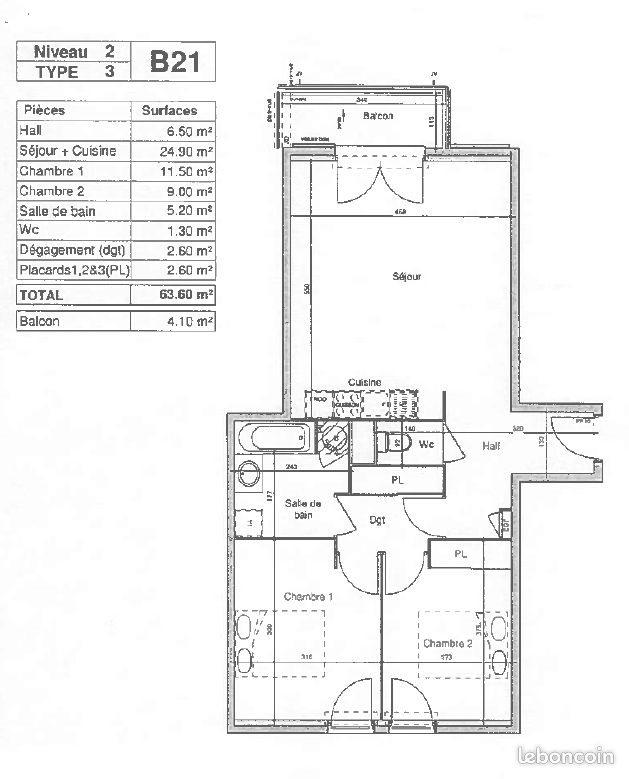 Appartement à louer, 64m², Montluel