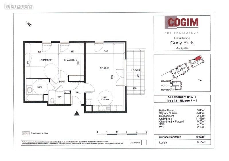 Appartement à louer, 59m², Montpellier