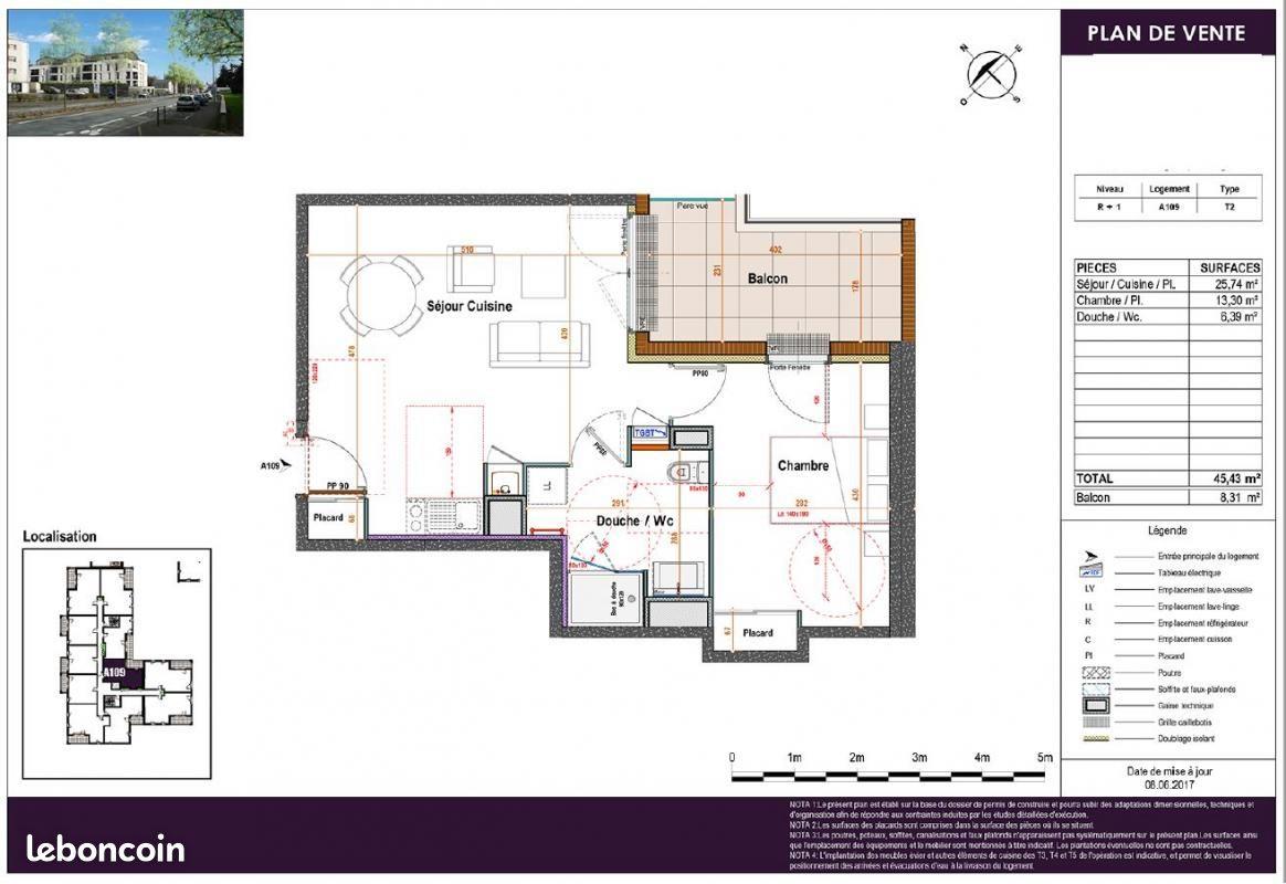 Appartement à louer, 45m², Angers